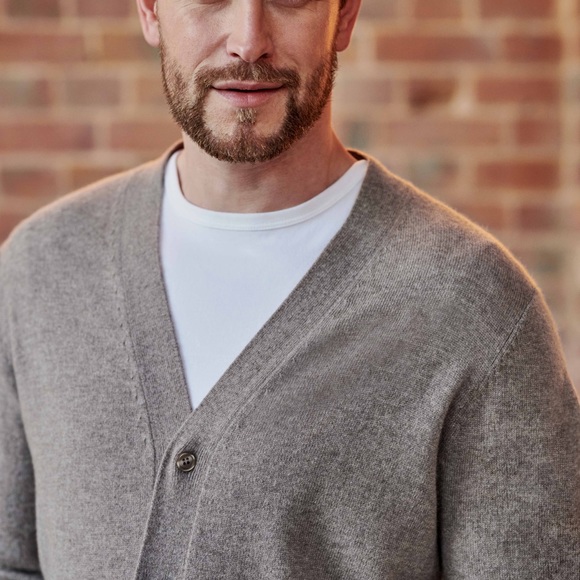 Tasso Elba Men’s 100% Cashmere Long-Sleeve Grey Heather Cardigan Size: XXL New - Picture 2 of 5